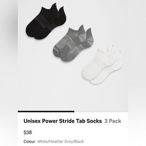 Lululemon Power Stride Tab Socks 3 Pack - Black, Gray, White